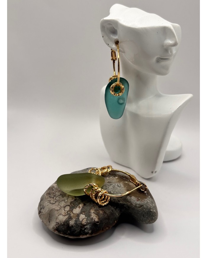 PENDIENTES ARTESANOS DE CRISTAL MARINO