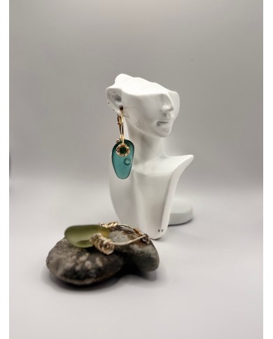 PENDIENTES ARTESANOS DE CRISTAL MARINO