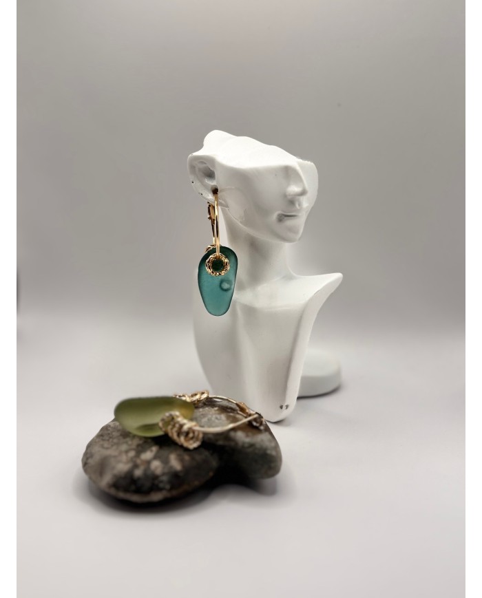PENDIENTES ARTESANOS DE CRISTAL MARINO