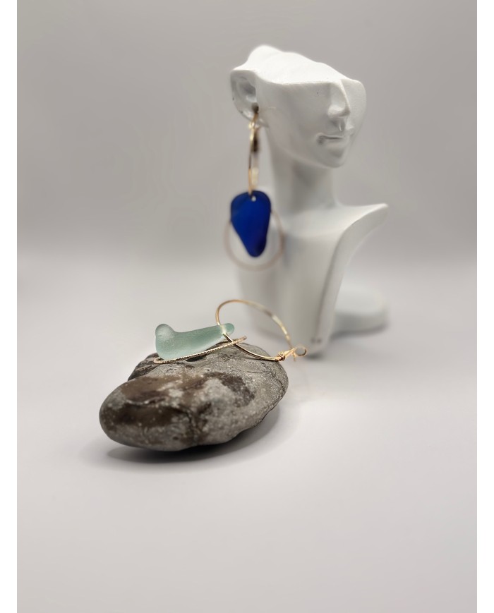 PENDIENTES ARTESANOS DE CRISTAL MARINO