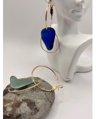 PENDIENTES ARTESANOS DE CRISTAL MARINO