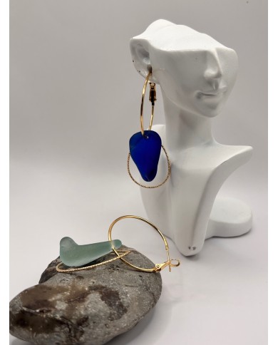 PENDIENTES ARTESANOS DE CRISTAL MARINO