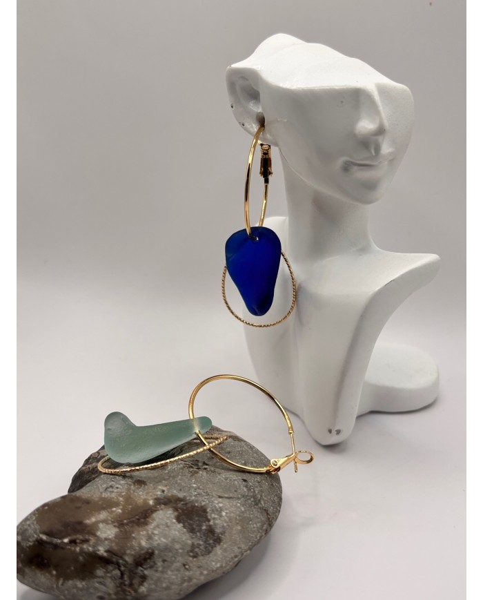 PENDIENTES ARTESANOS DE CRISTAL MARINO