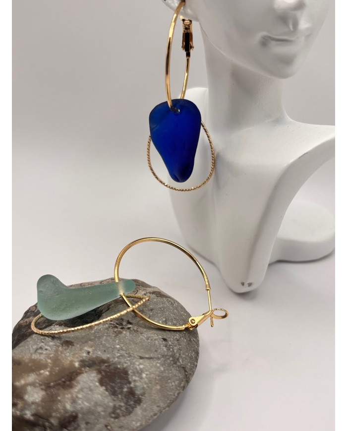 PENDIENTES ARTESANOS DE CRISTAL MARINO