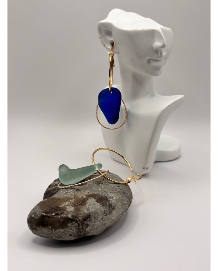 PENDIENTES ARTESANOS DE CRISTAL MARINO