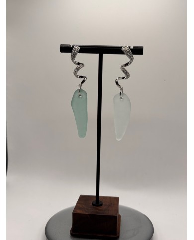 PENDIENTES ARTESANOS DE CRISTAL MARINO