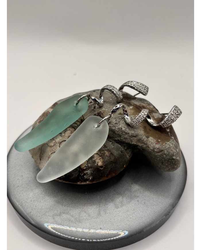 PENDIENTES ARTESANOS DE CRISTAL MARINO