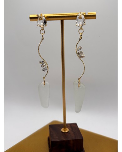 PENDIETES ARTESANOS DE CRISTAL MARINO