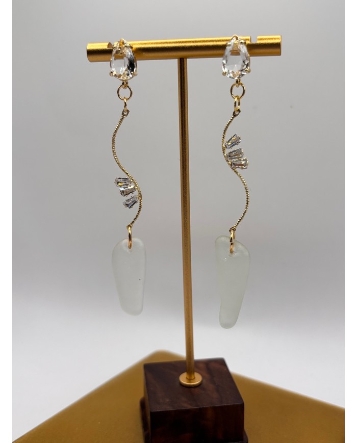 PENDIETES ARTESANOS DE CRISTAL MARINO