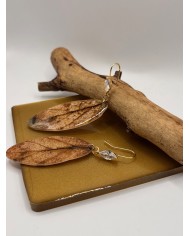 PENDIENTES ARTESANOS DE HOJA  NATURAL ESQUELETIZADA