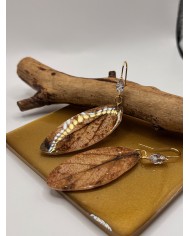 PENDIENTES ARTESANOS DE HOJA  NATURAL ESQUELETIZADA