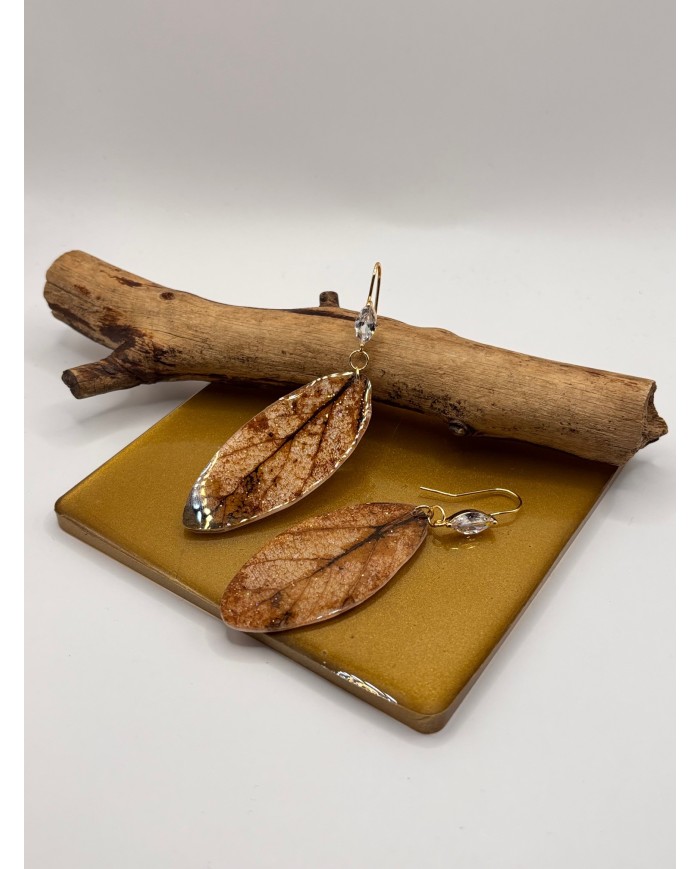 PENDIENTES ARTESANOS DE HOJA  NATURAL ESQUELETIZADA