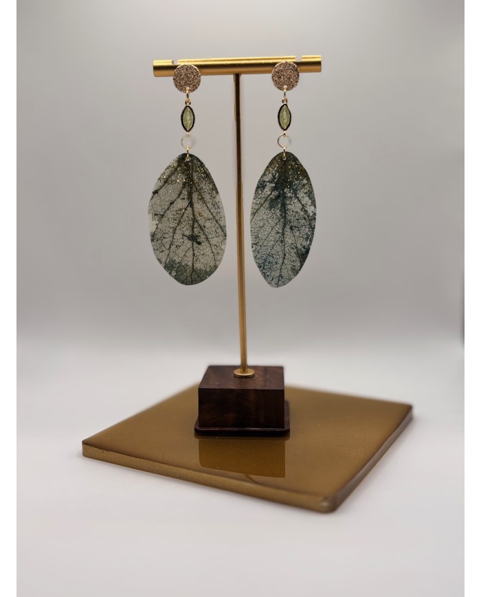 PENDIENTES DE HOJA NATURAL ESQUELETIZADA