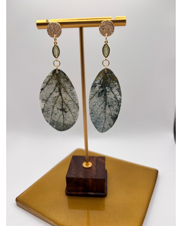 PENDIENTES DE HOJA NATURAL ESQUELETIZADA