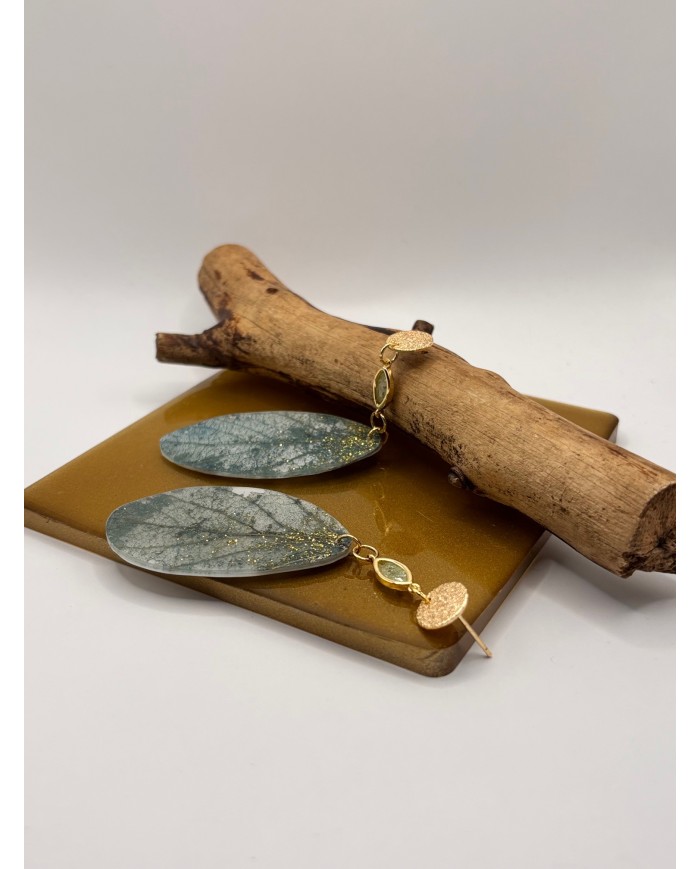 PENDIENTES DE HOJA NATURAL ESQUELETIZADA