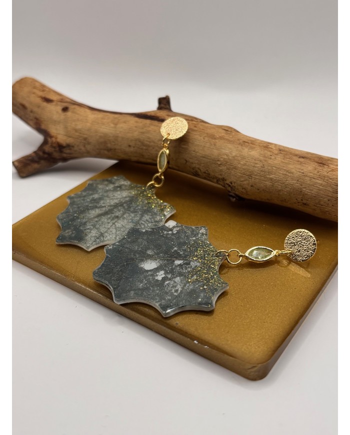 PENDIENTES ARTESANOS DE HOJA NATURAL ESQUELETIZADA