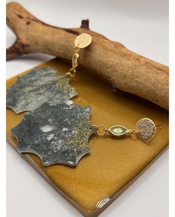 PENDIENTES ARTESANOS DE HOJA NATURAL ESQUELETIZADA