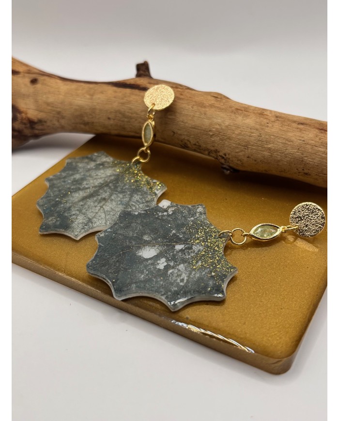 PENDIENTES ARTESANOS DE HOJA NATURAL ESQUELETIZADA