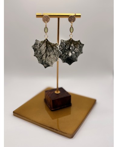 PENDIENTES ARTESANOS DE HOJA NATURAL ESQUELETIZADA