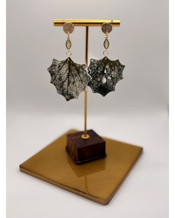PENDIENTES ARTESANOS DE HOJA NATURAL ESQUELETIZADA