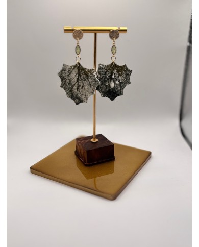 PENDIENTES ARTESANOS DE HOJA NATURAL ESQUELETIZADA