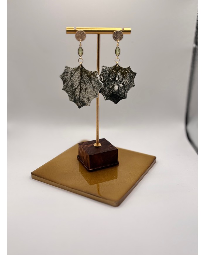 PENDIENTES ARTESANOS DE HOJA NATURAL ESQUELETIZADA