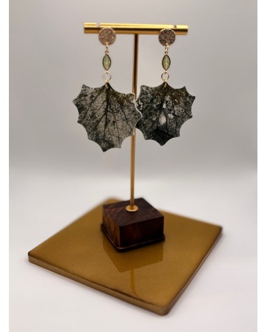 PENDIENTES ARTESANOS DE HOJA NATURAL ESQUELETIZADA