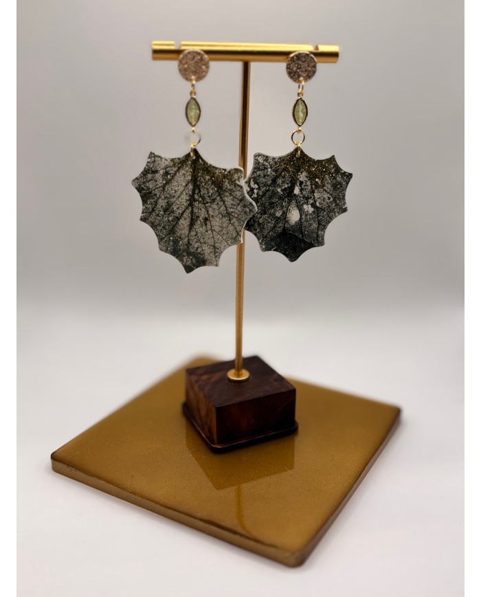 PENDIENTES ARTESANOS DE HOJA NATURAL ESQUELETIZADA
