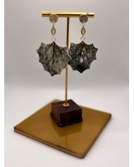 PENDIENTES ARTESANOS DE HOJA NATURAL ESQUELETIZADA