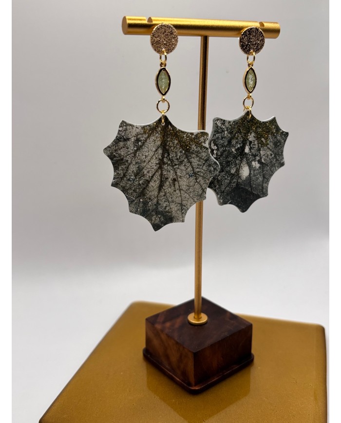 PENDIENTES ARTESANOS DE HOJA NATURAL ESQUELETIZADA