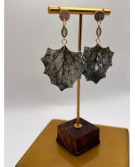 PENDIENTES ARTESANOS DE HOJA NATURAL ESQUELETIZADA