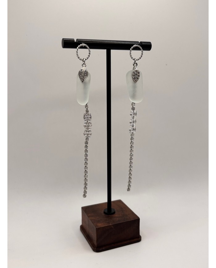PENDIENTES ARTESANOS DE  CRISTAL MARINO