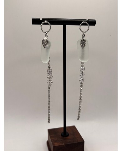 PENDIENTES ARTESANOS DE  CRISTAL MARINO