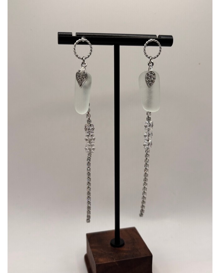 PENDIENTES ARTESANOS DE  CRISTAL MARINO