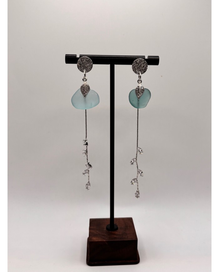 PENDIENTES ARTESANOS DE CRISTAL MARINO