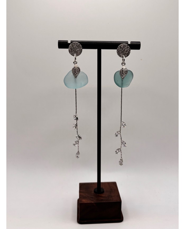 PENDIENTES ARTESANOS DE CRISTAL MARINO