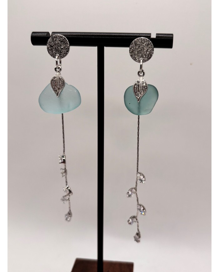 PENDIENTES ARTESANOS DE CRISTAL MARINO