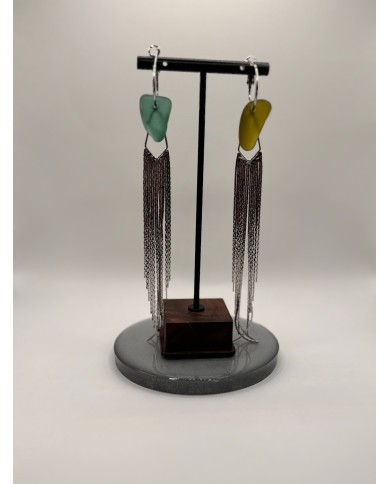 PENDIENTES ARTESANOS DE CRISTAL MARINO