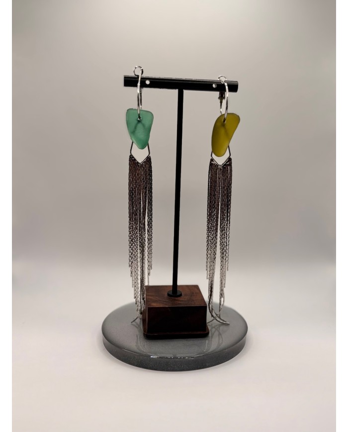 PENDIENTES ARTESANOS DE CRISTAL MARINO