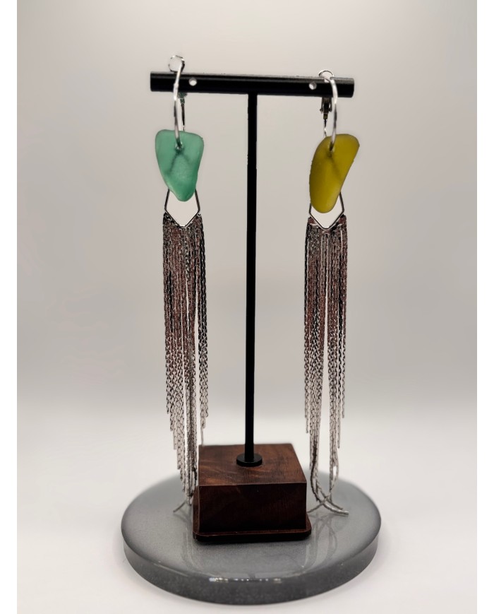 PENDIENTES ARTESANOS DE CRISTAL MARINO