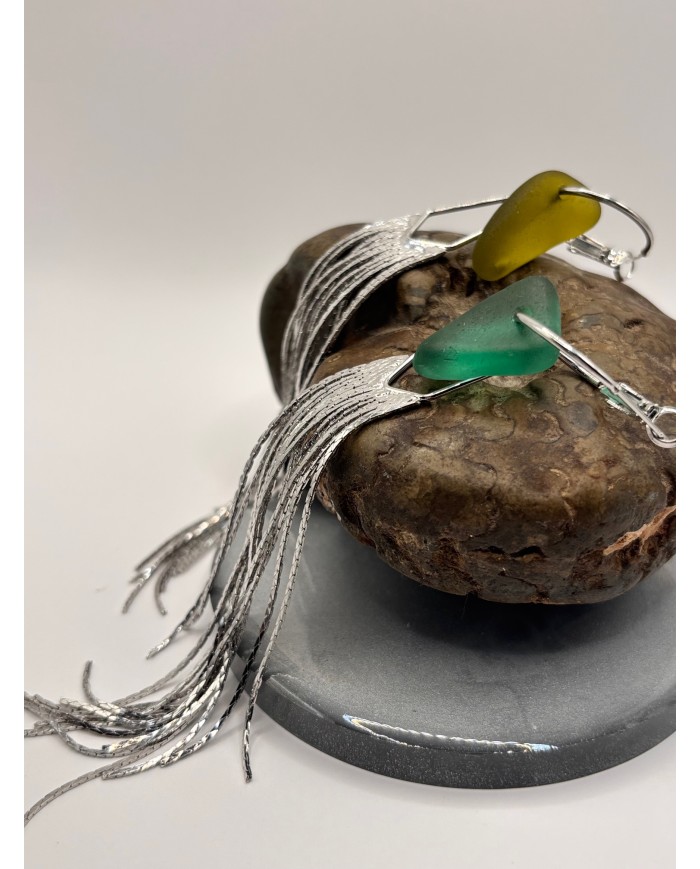 PENDIENTES ARTESANOS DE CRISTAL MARINO