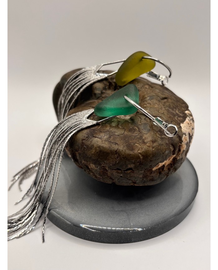 PENDIENTES ARTESANOS DE CRISTAL MARINO