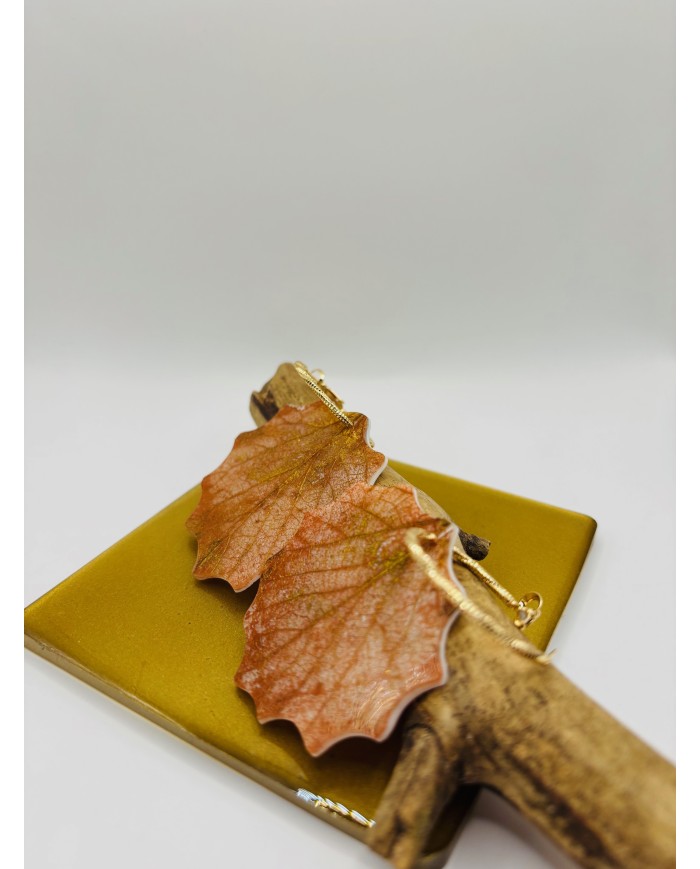 PENDIENTES ARTESANOS DE HOJA NATURAL ESQUELETIZADA