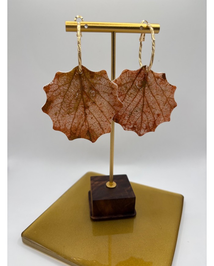 PENDIENTES ARTESANOS DE HOJA NATURAL ESQUELETIZADA