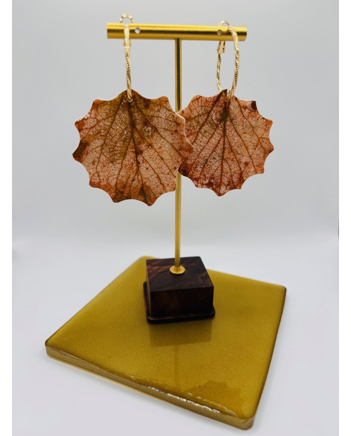 PENDIENTES ARTESANOS DE HOJA NATURAL ESQUELETIZADA