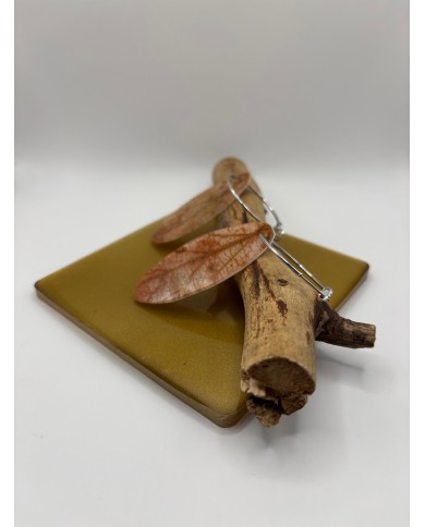 PENDIENTES ARTESANOS DE HOJA NATURAL ESQUELETIZADA