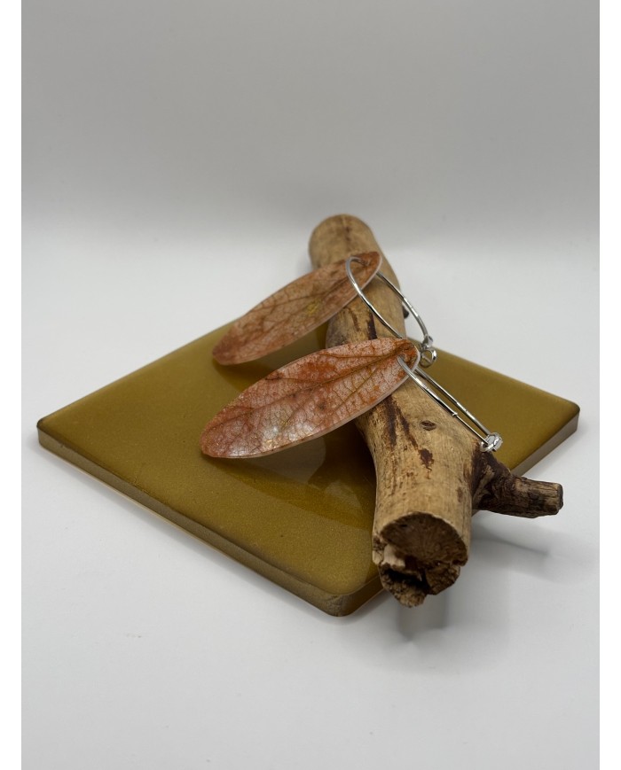 PENDIENTES ARTESANOS DE HOJA NATURAL ESQUELETIZADA