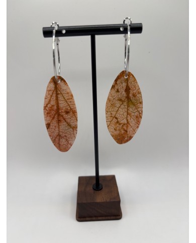 PENDIENTES ARTESANOS DE HOJA NATURAL ESQUELETIZADA