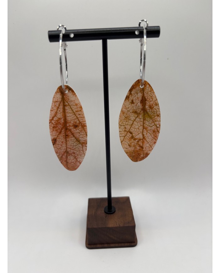 PENDIENTES ARTESANOS DE HOJA NATURAL ESQUELETIZADA