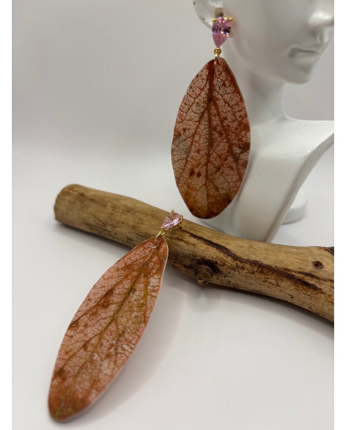 PENDIENTES ARTESANOS DE HOJA NATURAL